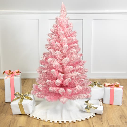 3ft. Unlit Madeline Pink Flocked Spruce Artificial Christmas Tree